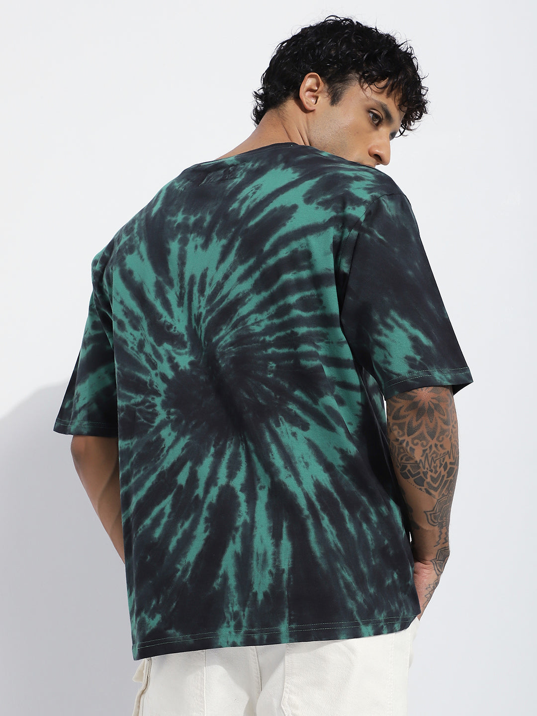 Mens Half Sleeve Round Neck Striped Oversized Fit Tshirts
