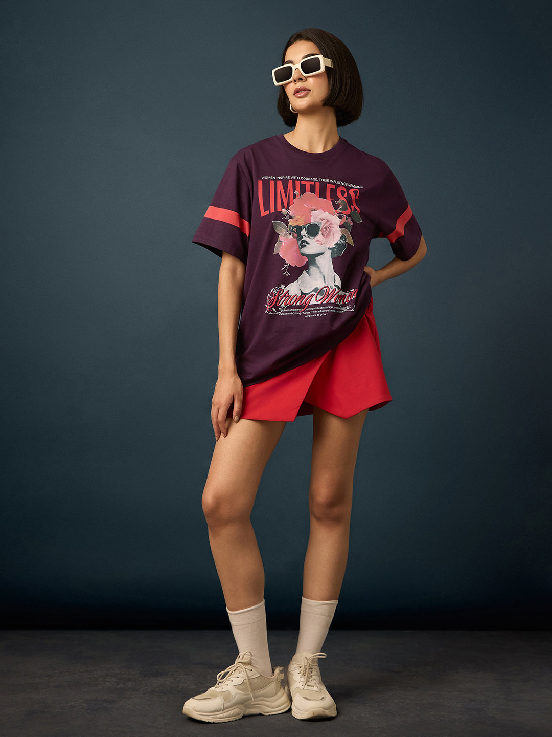 Womens Short Sleeve Printed Oversized Fit Tshirt 