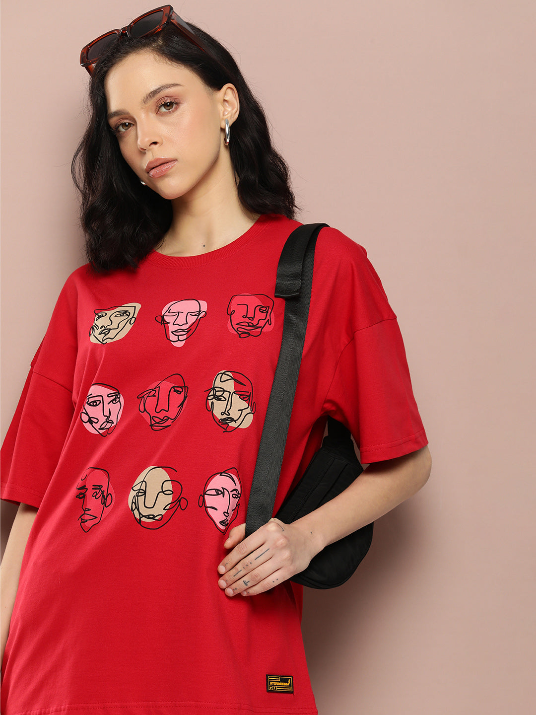 Womens Half Sleeve Drop Shoulder Printed Oversized Fit T-Shirts