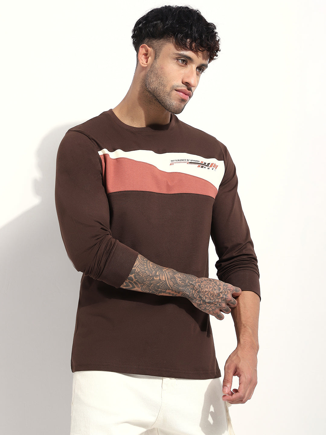 Mens Full Sleeve Round Neck Printed Regular Fit Tshirts