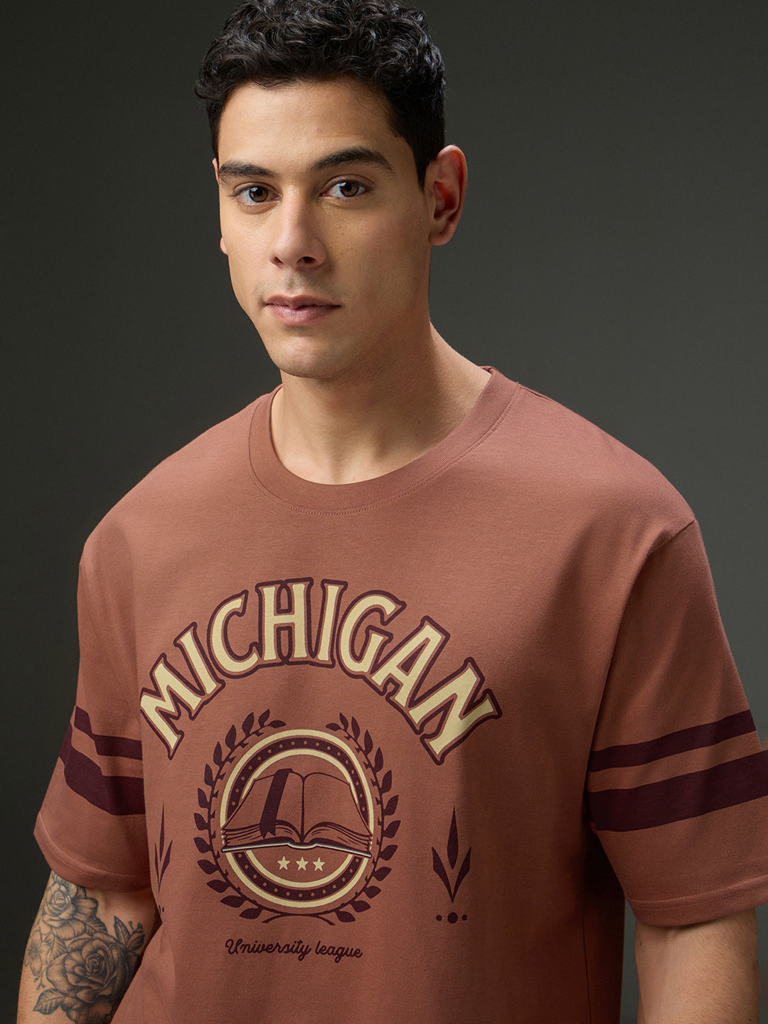 Mens Round Neck Half Sleeve Printed Oversized Fit Tshirt