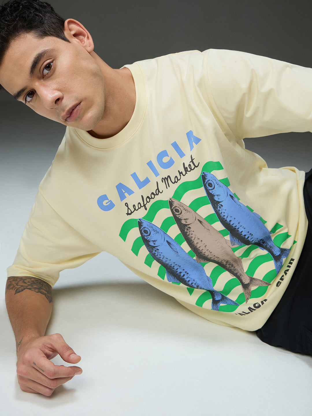 Mens Round Neck Half Sleeve Printed Oversized Fit Tshirt
