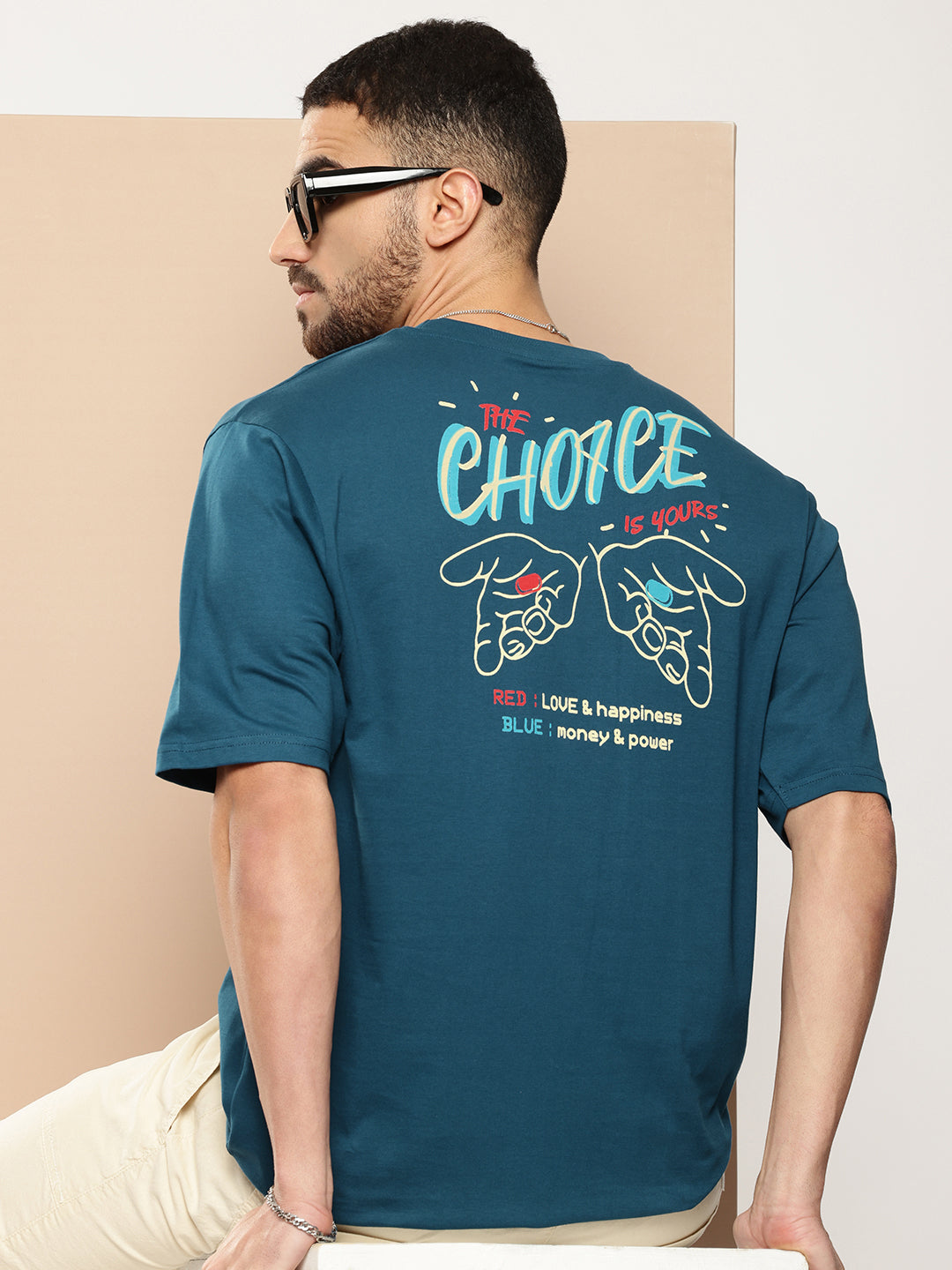 Mens Half Sleeve Round Neck Back Printed Oversized Fit Tshirts