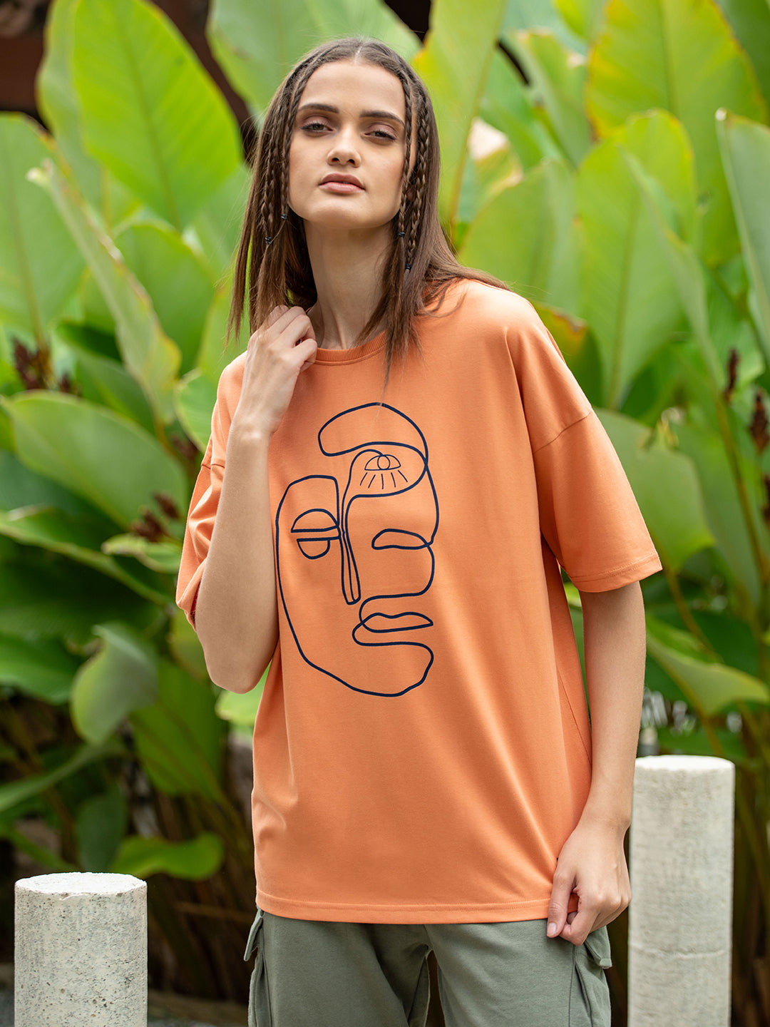 Womens Half Sleeve Drop Shoulder Printed Oversized Fit T-Shirts