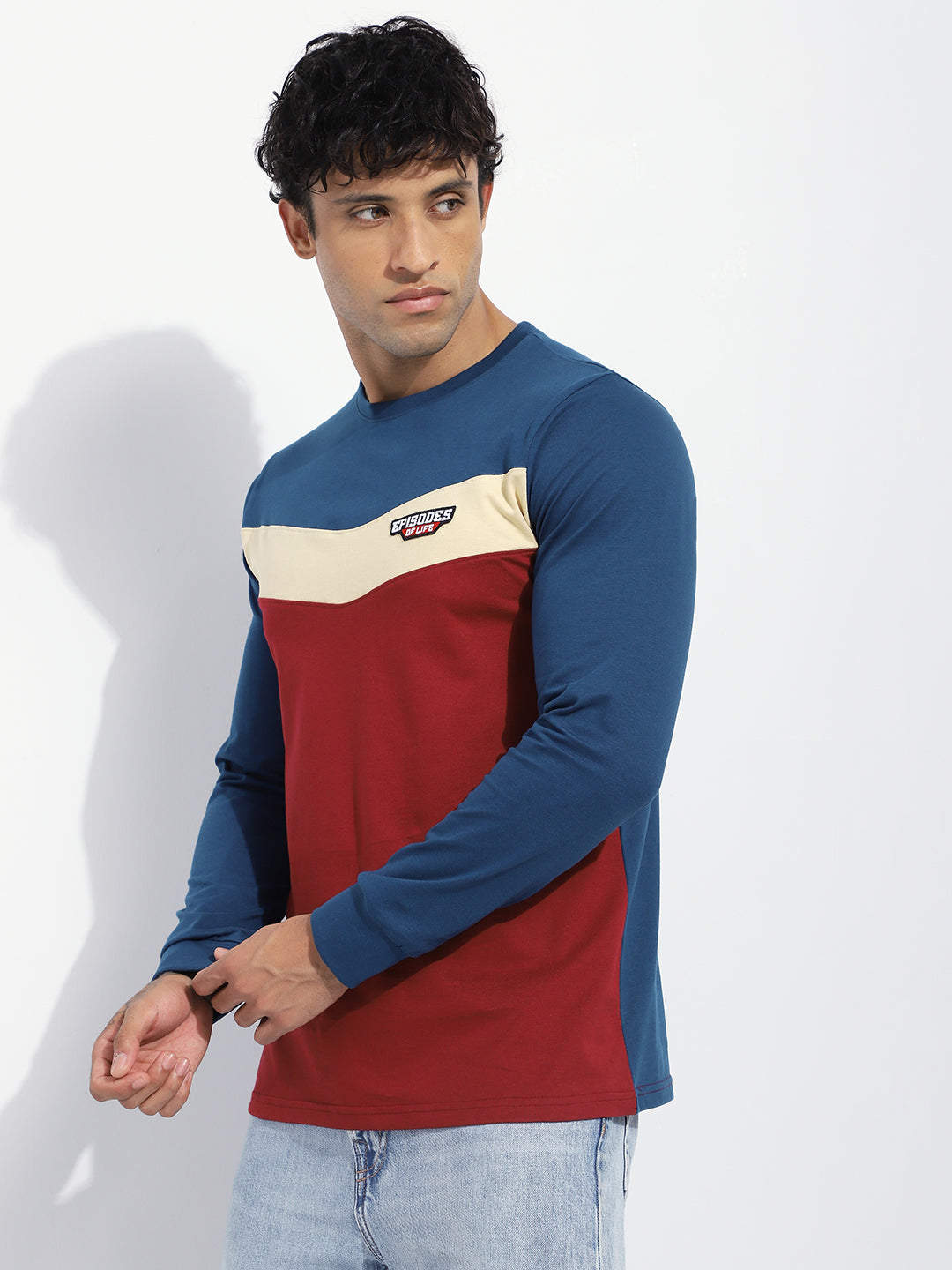 Mens Full Sleeve Round Neck Embroidered Regular Fit Tshirts