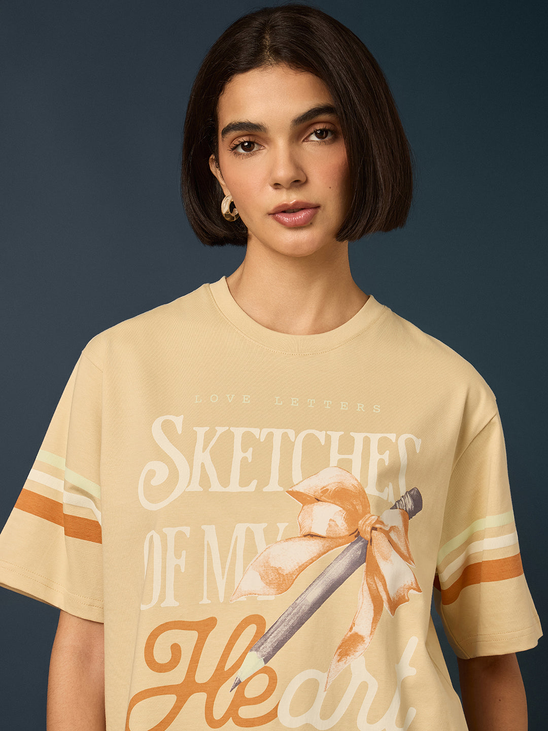 Womens Short Sleeve Printed Oversized Fit Tshirt 
