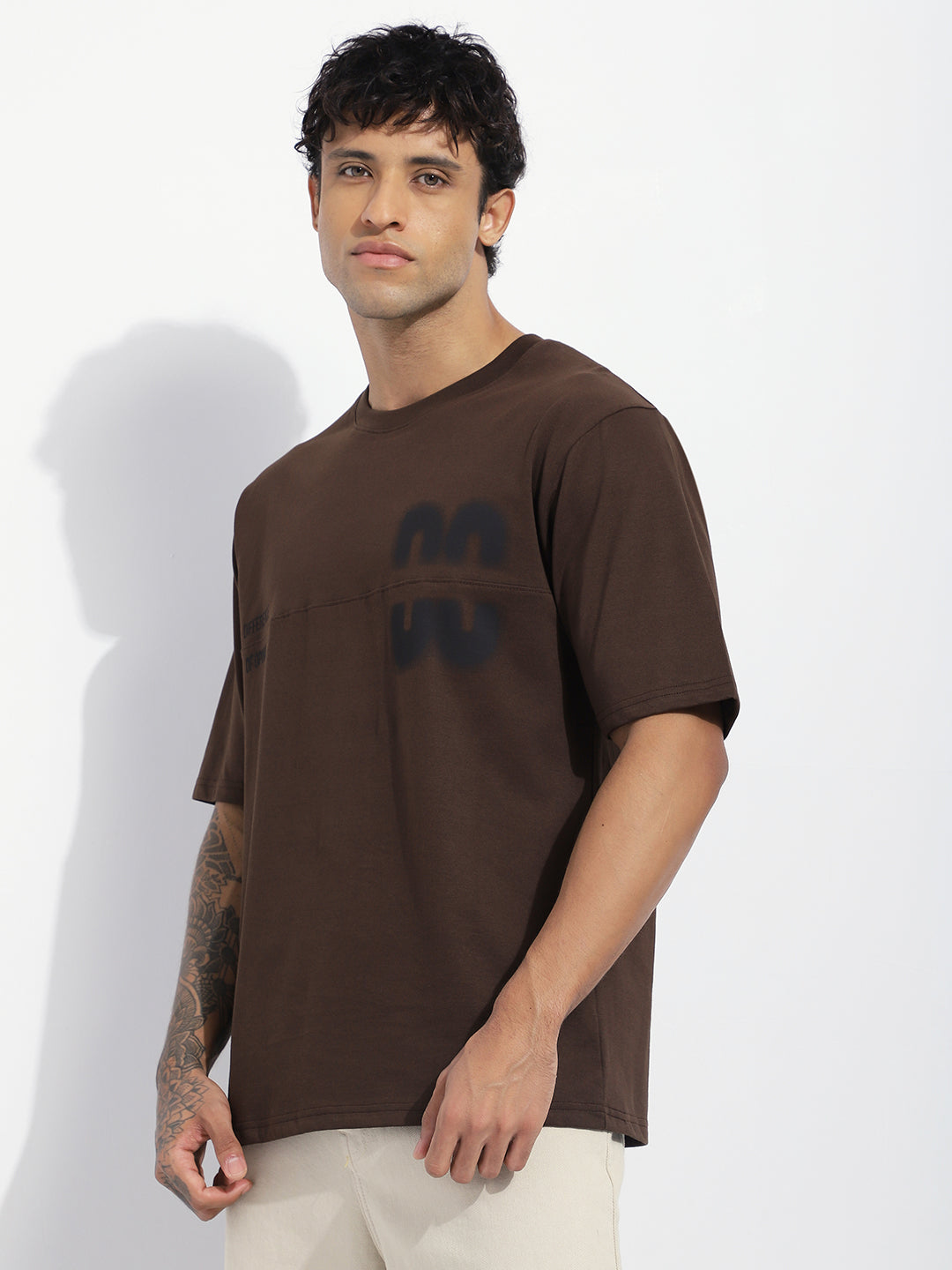 Mens Half Sleeve Round Neck Striped Oversized Fit Tshirts