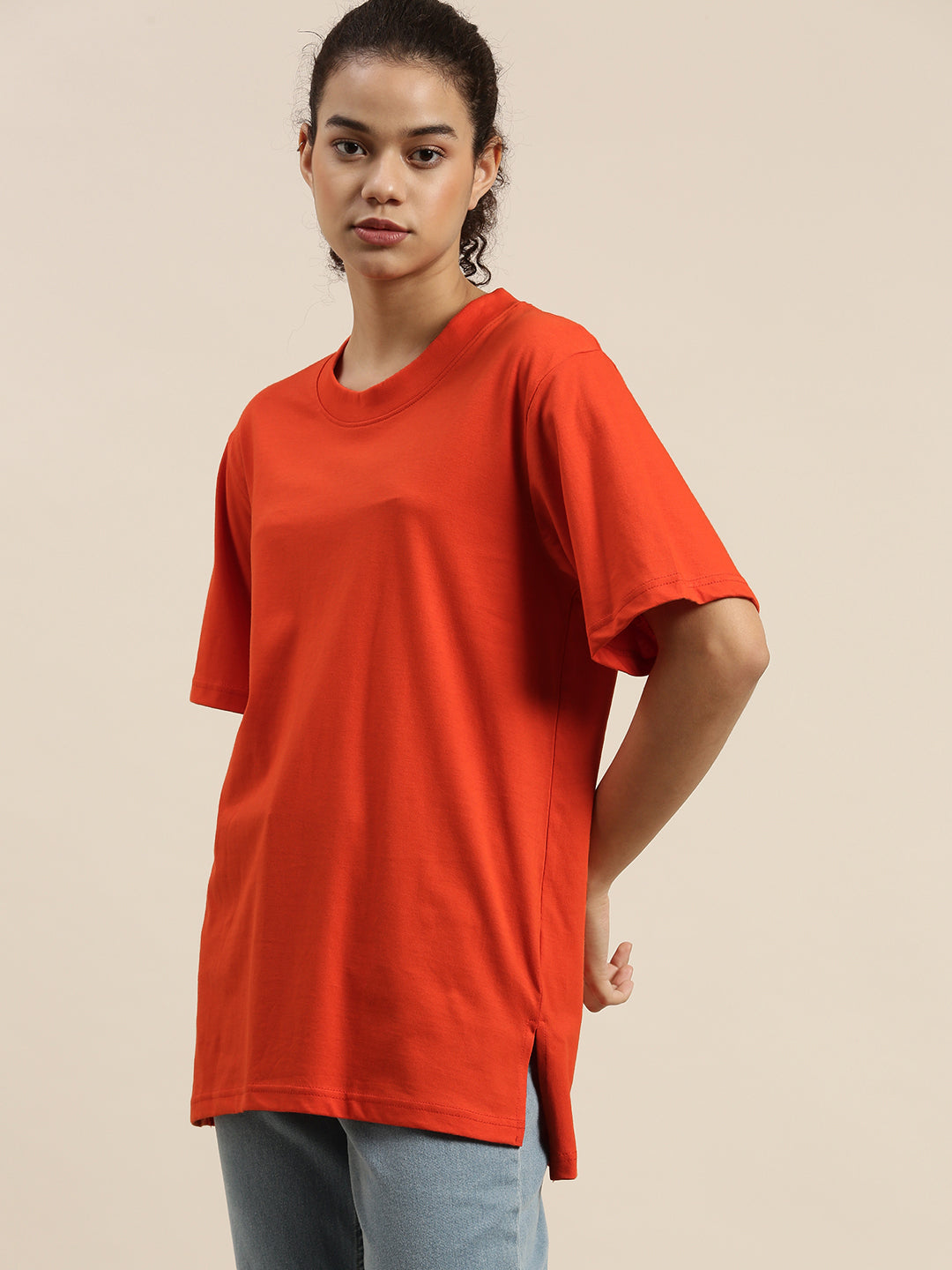 Womens Half Sleeve Round Neck Oversized Fit T-Shirts
