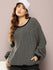 Women Long Sleeve Oversized Striped Sweatshirt