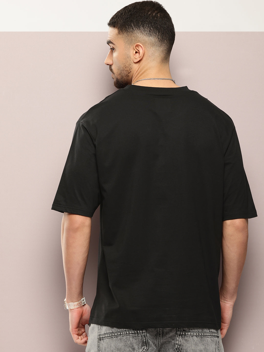 Mens Half Sleeve Round Neck Solid Oversized Fit Tshirts