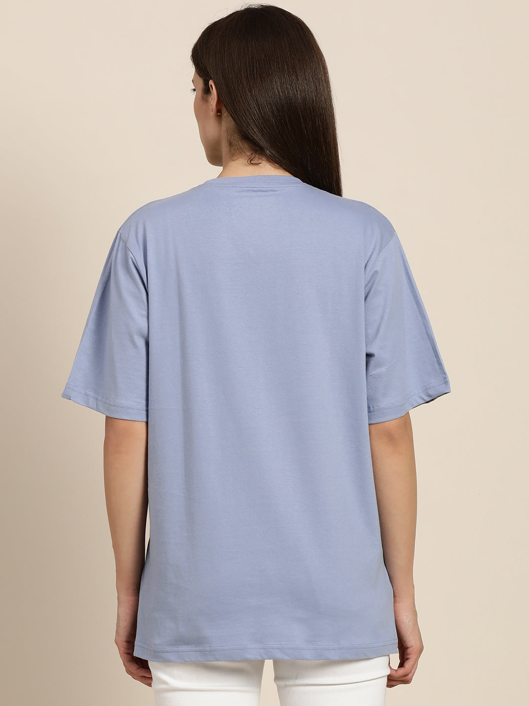Womens Short Sleeve Round Neck Oversized Fit T-Shirt