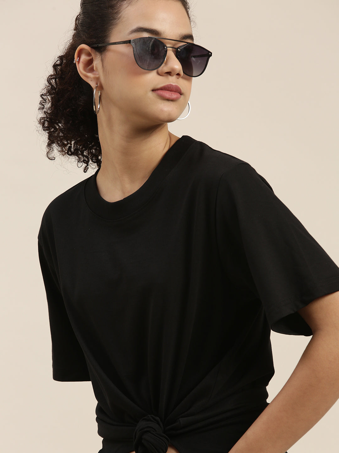 Womens Short Sleeve Round Neck Oversized Fit T-Shirt
