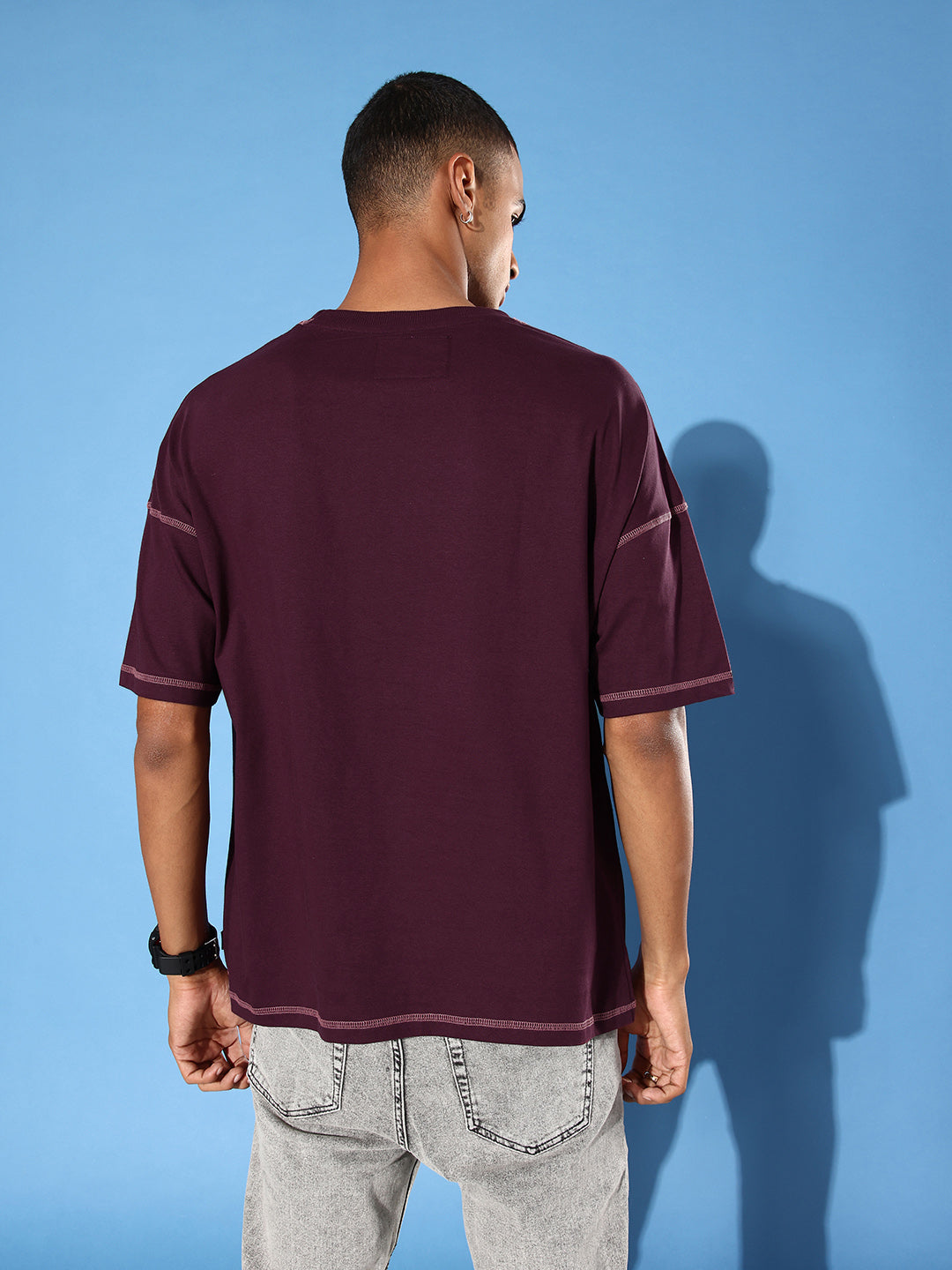 Mens Half Sleeve Drop Shoulder Plain Oversized Fit T-Shirts