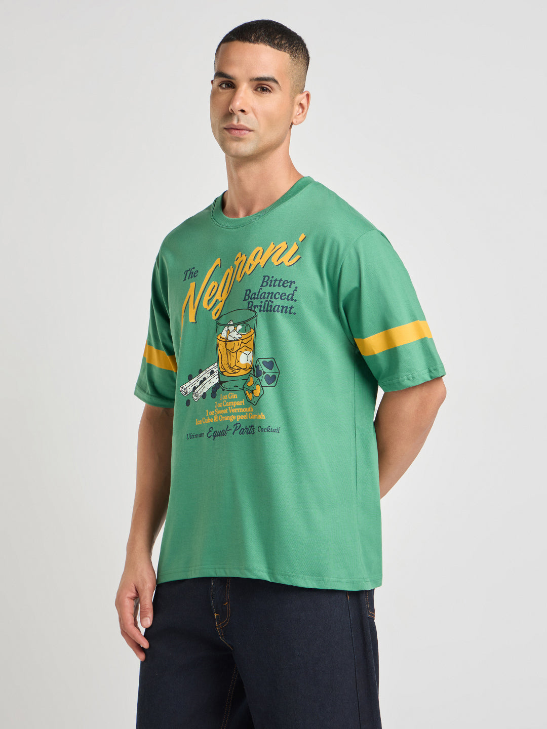 Mens Printed Oversized Half Sleeve Round Neck Tshirt