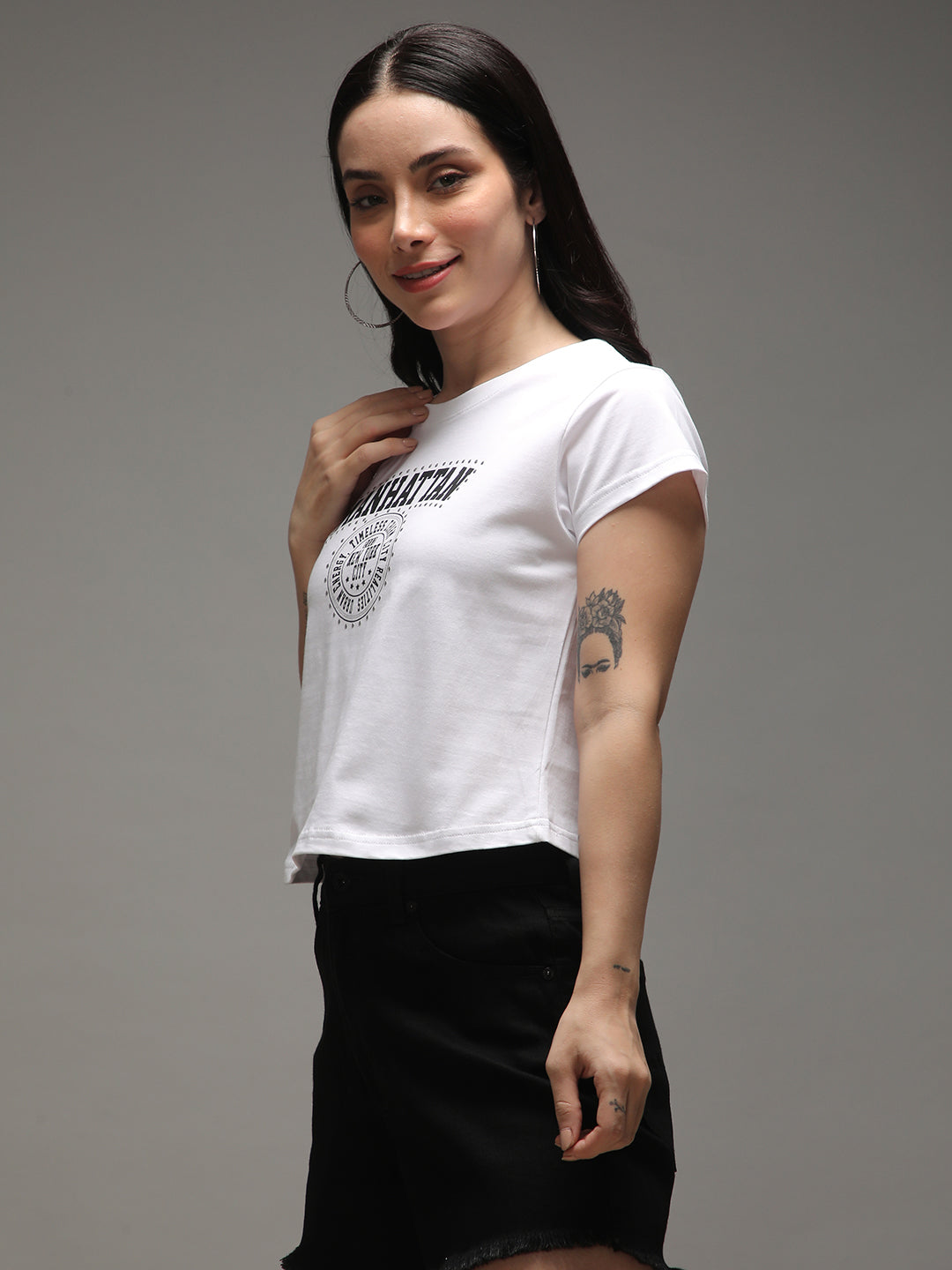 Womens Half Sleeve Round Neck Printed Regular Fit Tshirts