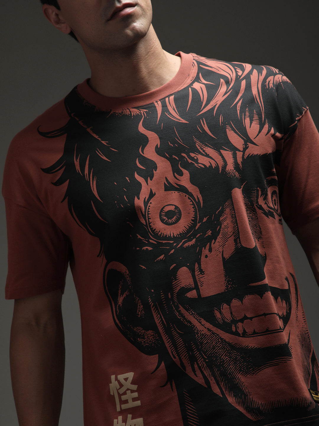 Mens Half Sleeve Drop Shoulder Printed Oversized Fit T-Shirts