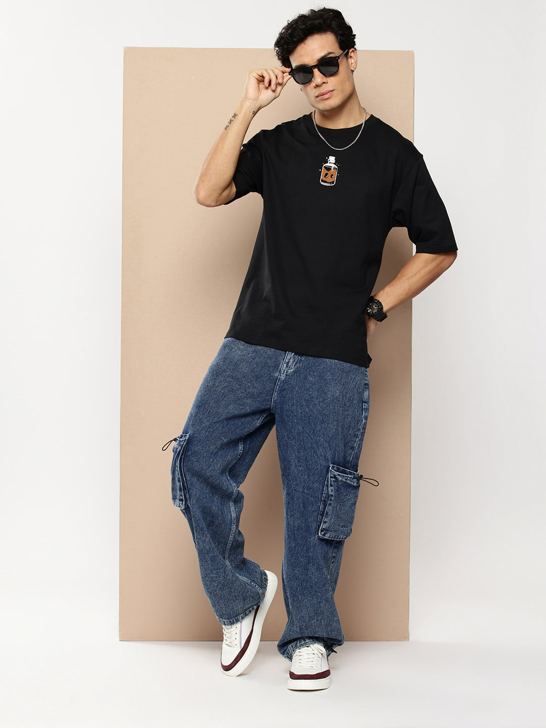 Mens Half Sleeve Round Neck Back Printed Oversized Fit Tshirts