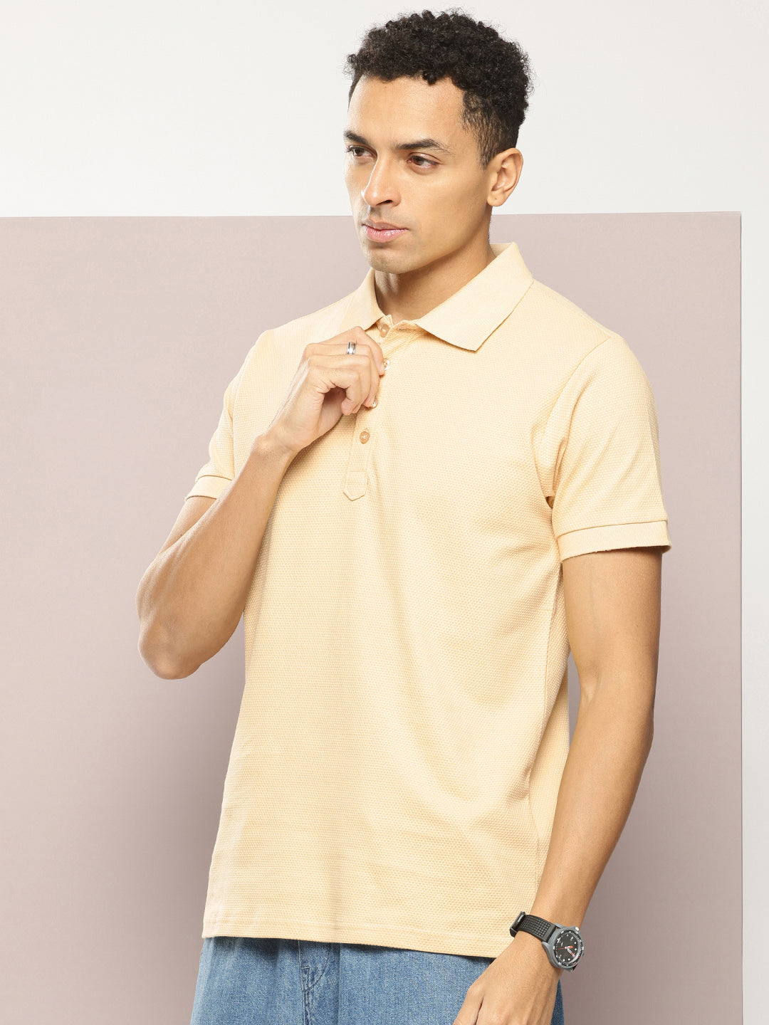 Mens Half Sleeve Polo Neck Solid Regular Fit Tshirts