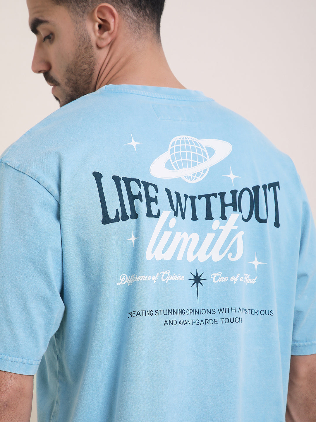 Mens Half Sleeve Round Neck Back Printed Oversized Fit Tshirts