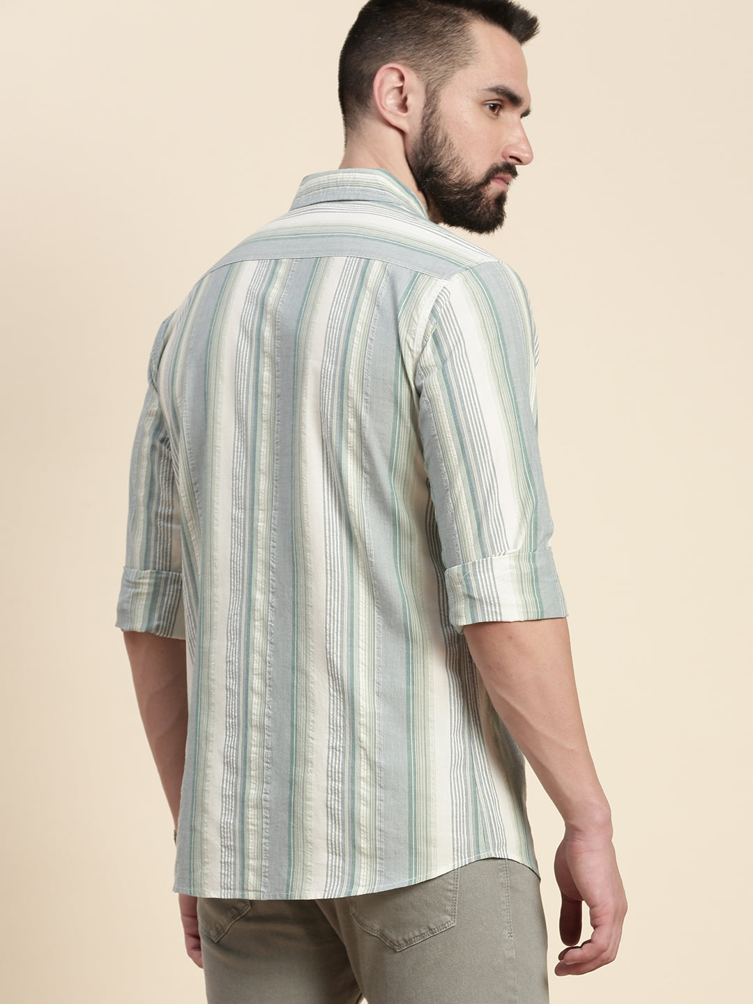 Mens Striped Full Sleeve Shirt With Pocket