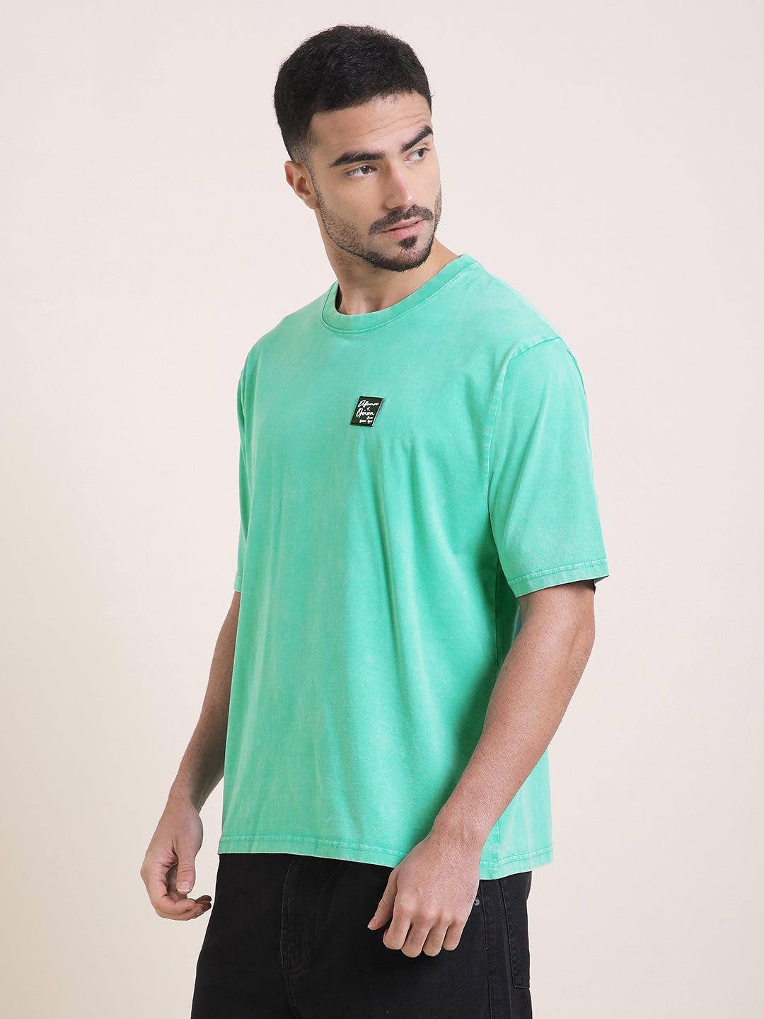 Mens Half Sleeve Round Neck Back Printed Oversized Fit Tshirts