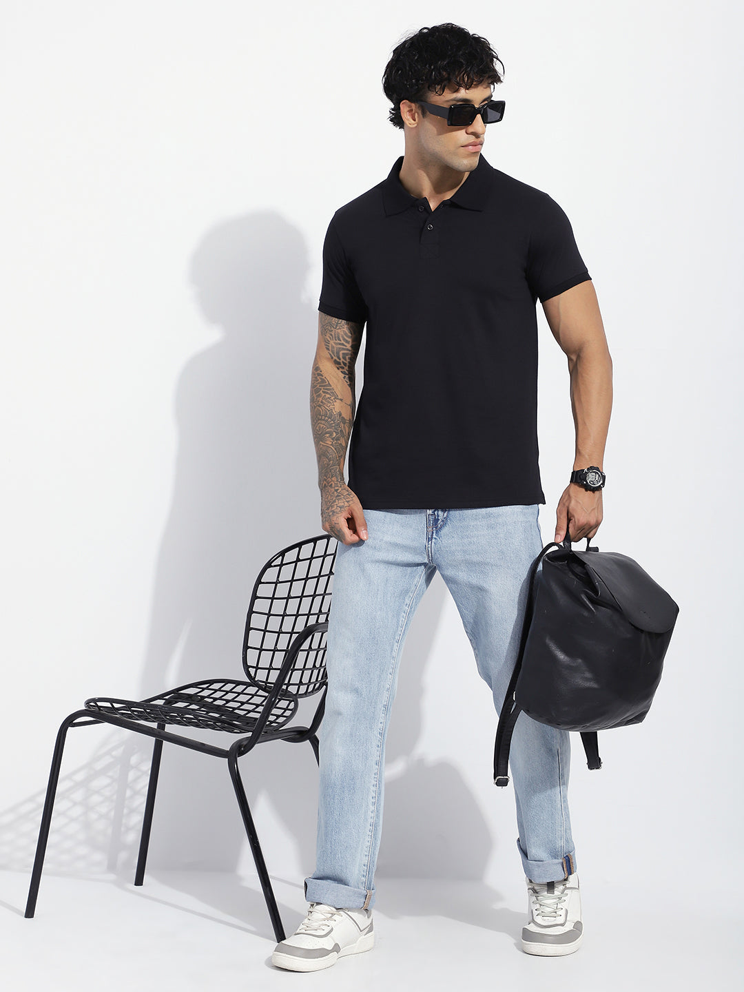 Mens Half Sleeve Polo Neck Solid Regular Fit Tshirts