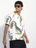Mens Boxy Regular Short Sleeve Printed White Shirt
