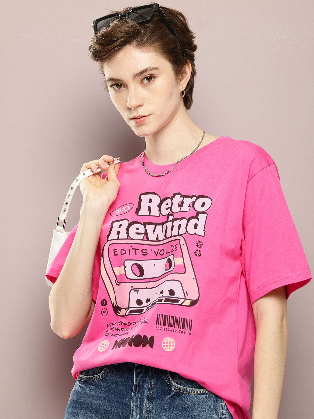 Womens Half Sleeve Round Neck Printed Oversized Fit Tshirts