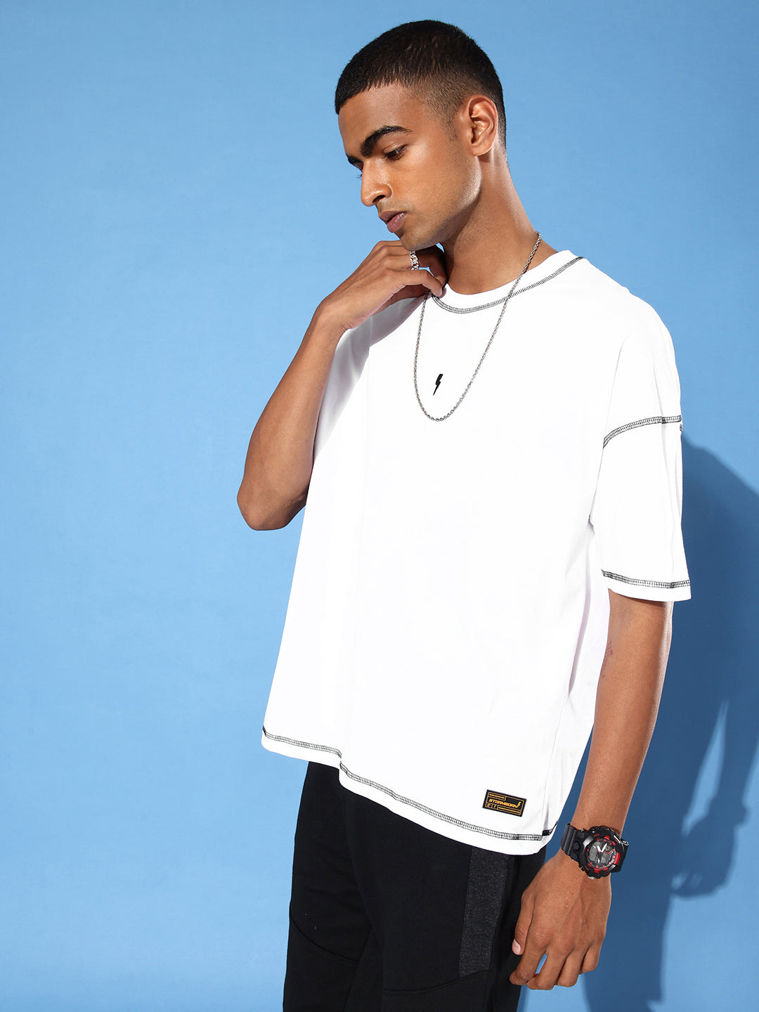 Mens Half Sleeve Drop Shoulder Plain Oversized Fit T-Shirts