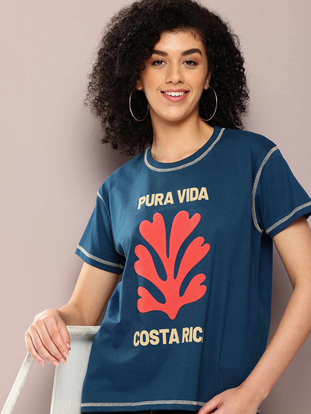 Womens Half Sleeve Round Neck Boxy Fit T-Shirts