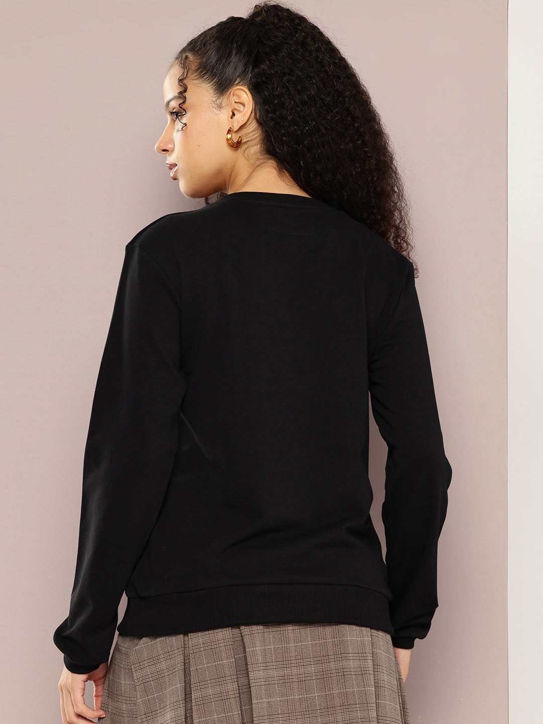 Womens Full Sleeve Round Neck Solid Relaxed Fit Tshirts