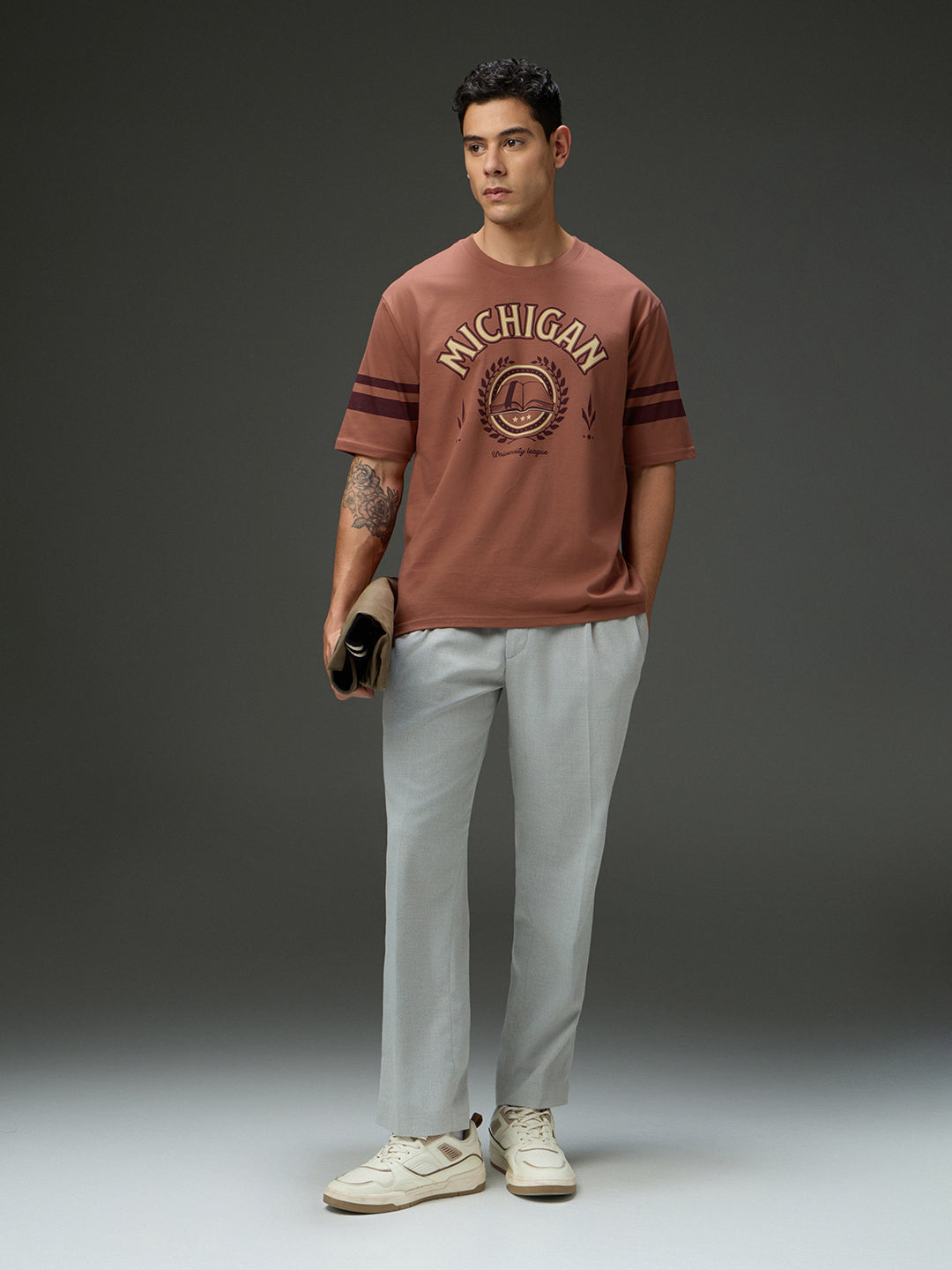 Mens Round Neck Half Sleeve Printed Oversized Fit Tshirt