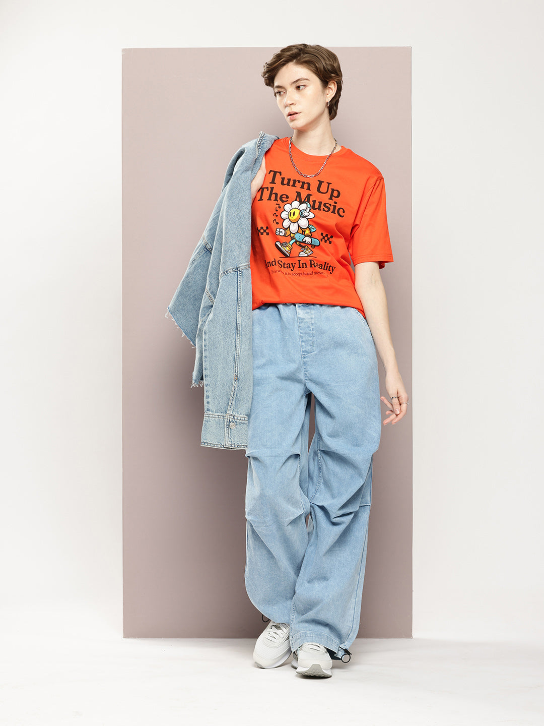 Womens Half Sleeve Round Neck Printed Oversized Fit Tshirts