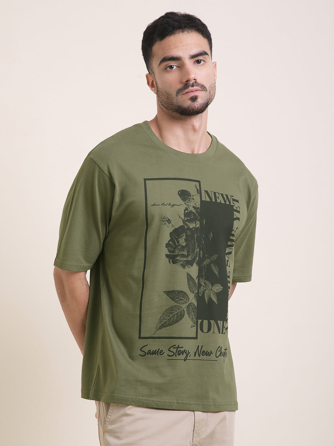Mens Half Sleeve Round Neck Printed Oversized Fit Tshirts