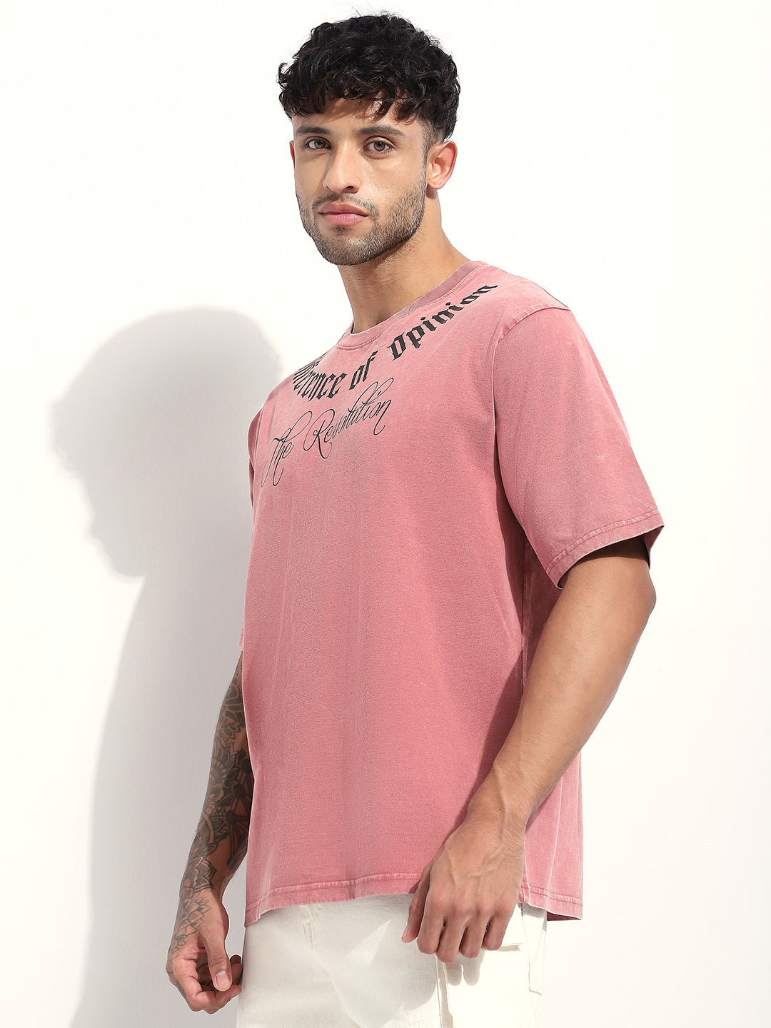 Mens Half Sleeve Round Neck Embroidered Oversized Fit Tshirts