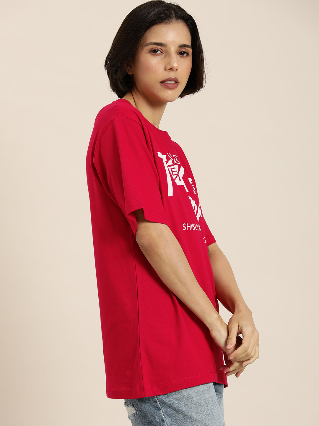 Womens Half Sleeve Round Neck Oversized Fit T-Shirts