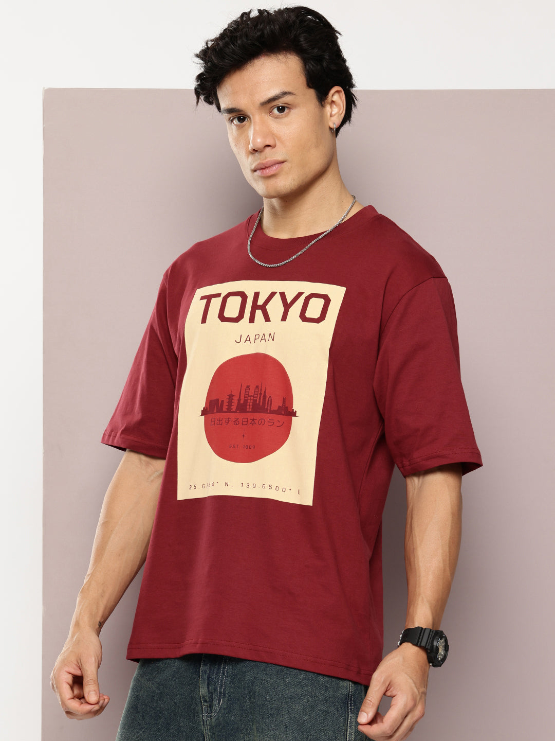Mens Half Sleeve Round Neck Printed Oversized Fit Tshirts