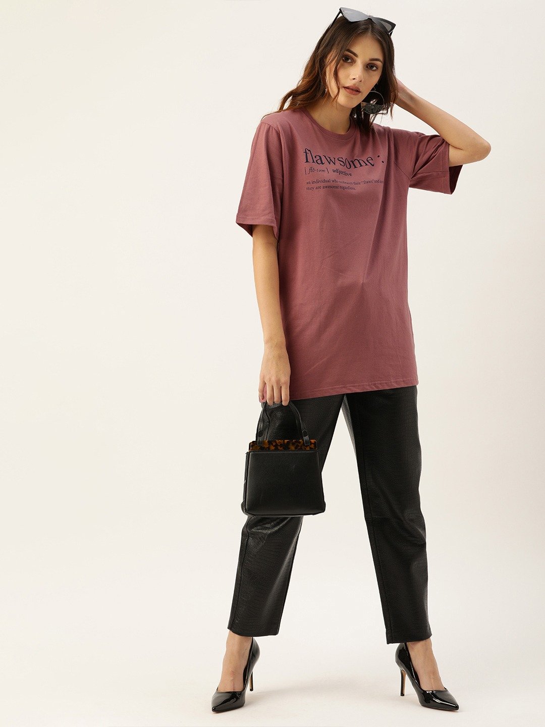 Womens Half Sleeve Round Neck Oversized Fit T-Shirts