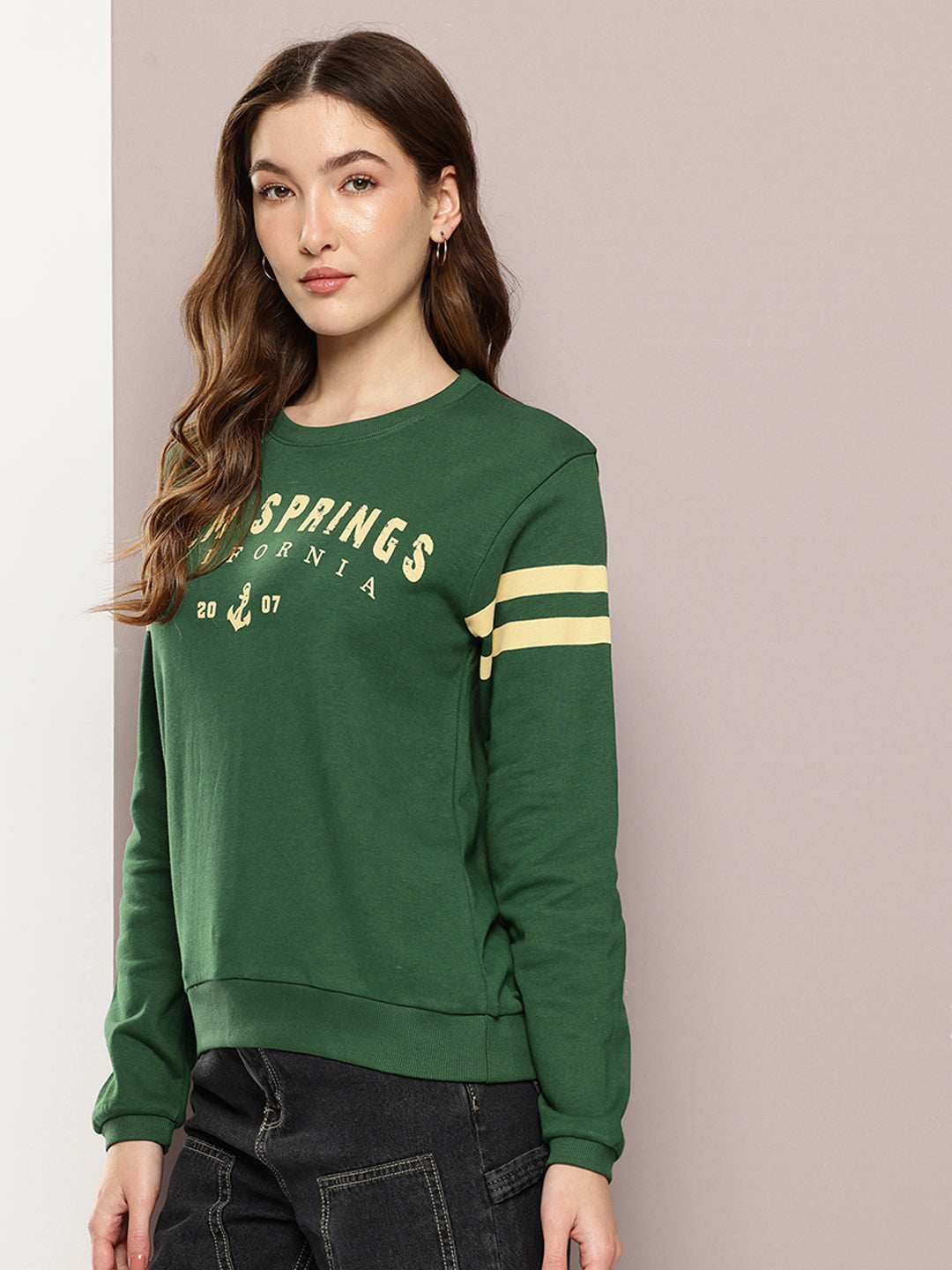 Womens Full Sleeve Round Neck Embroidered Relaxed Fit Tshirts