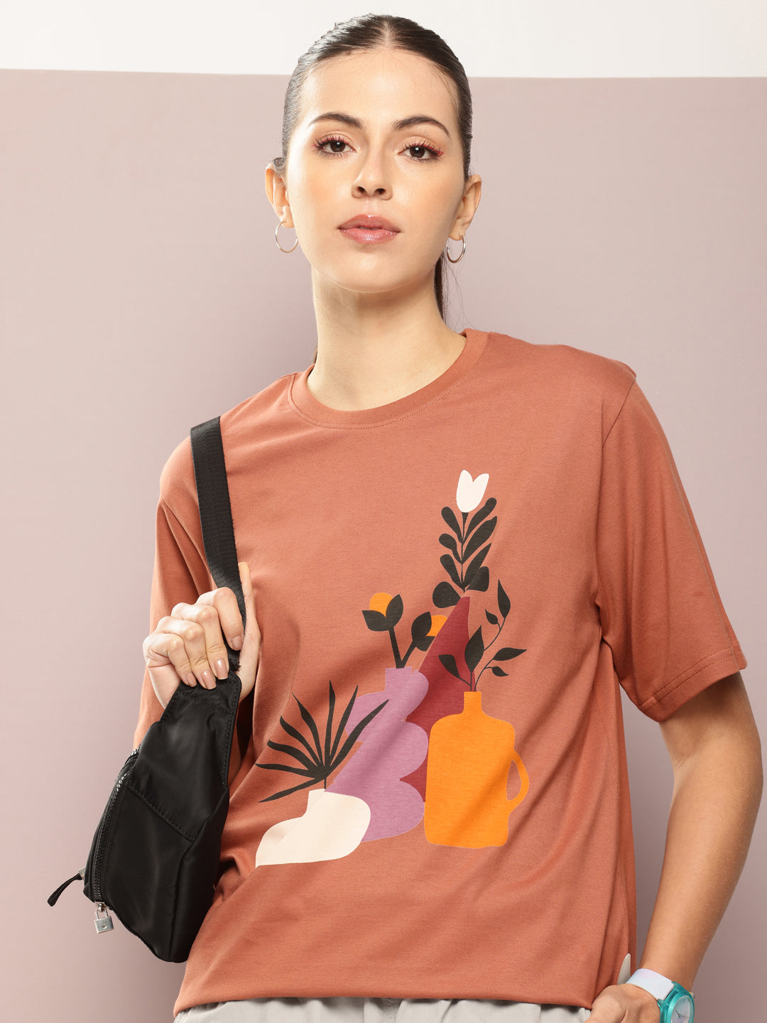 Womens Half Sleeve Round Neck Printed Oversized Fit Tshirts