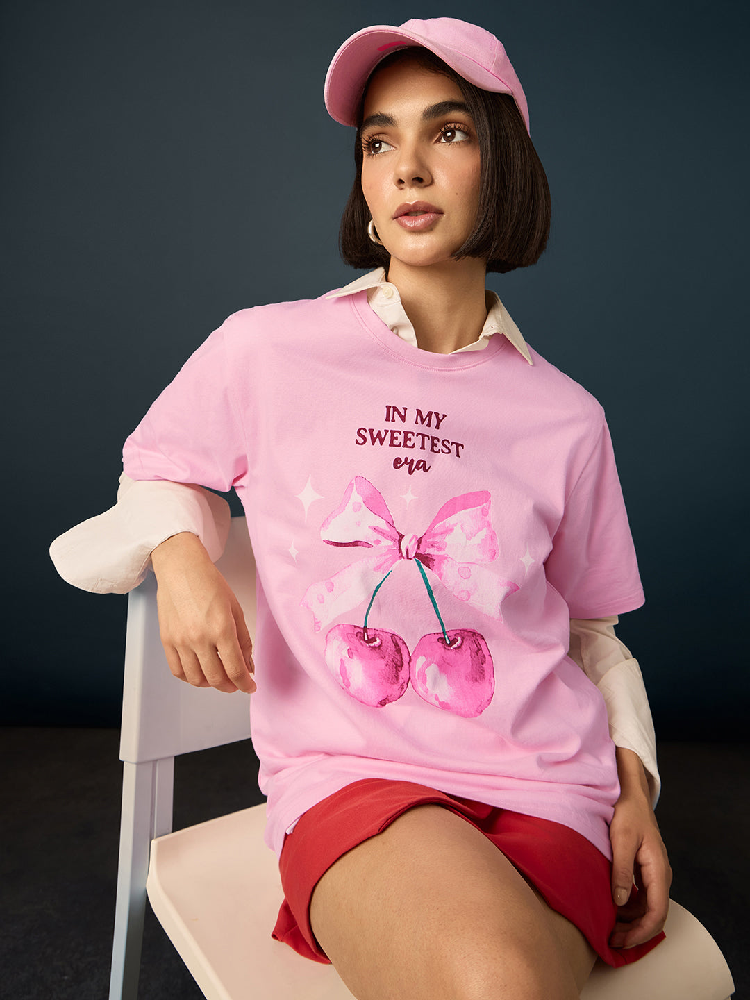 Womens Short Sleeve Printed Oversized Fit Tshirt 