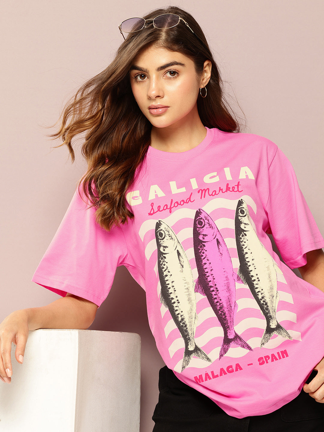 Womens Short Sleeve Printed Oversized Fit Tshirt