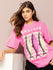 Womens Short Sleeve Printed Oversized Fit Tshirt