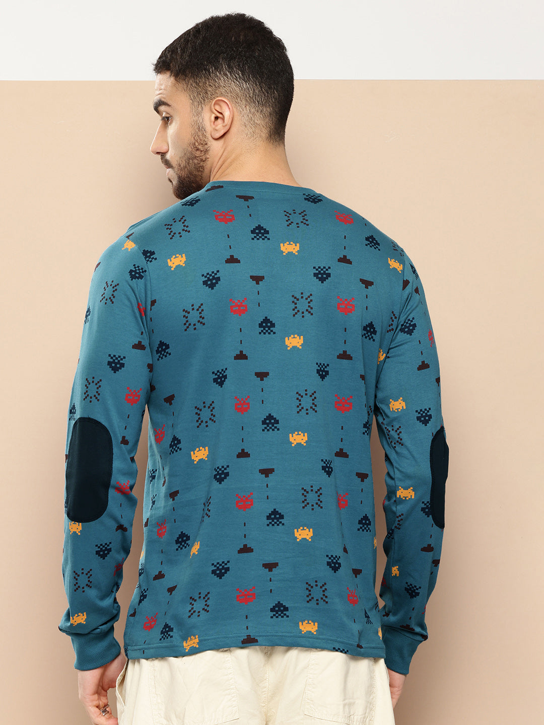 Mens Full Sleeve Round Neck All-Over Printed Regular Fit Tshirts