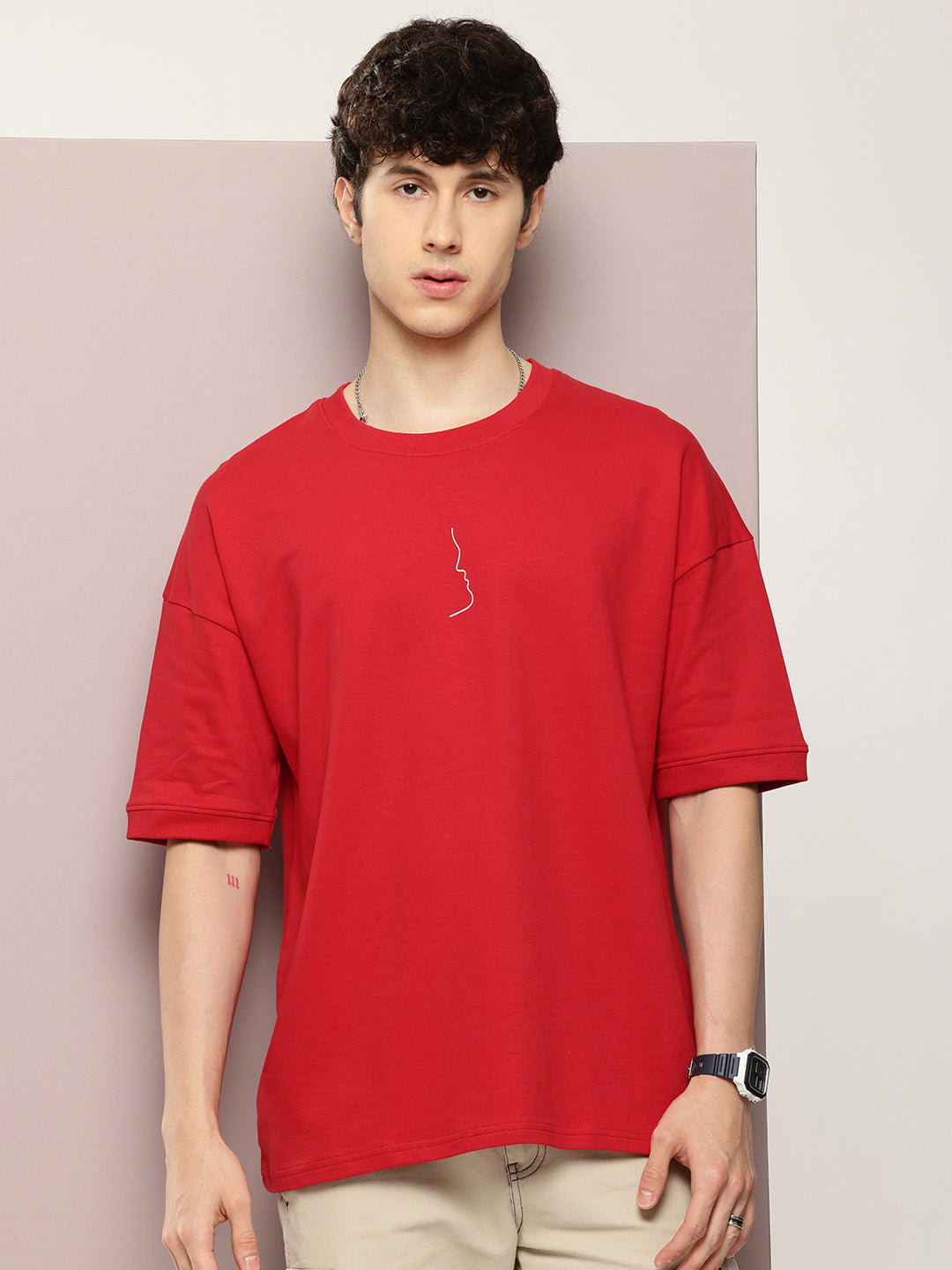 Mens Half Sleeve Round Neck All-Over Printed Oversized Fit Tshirts