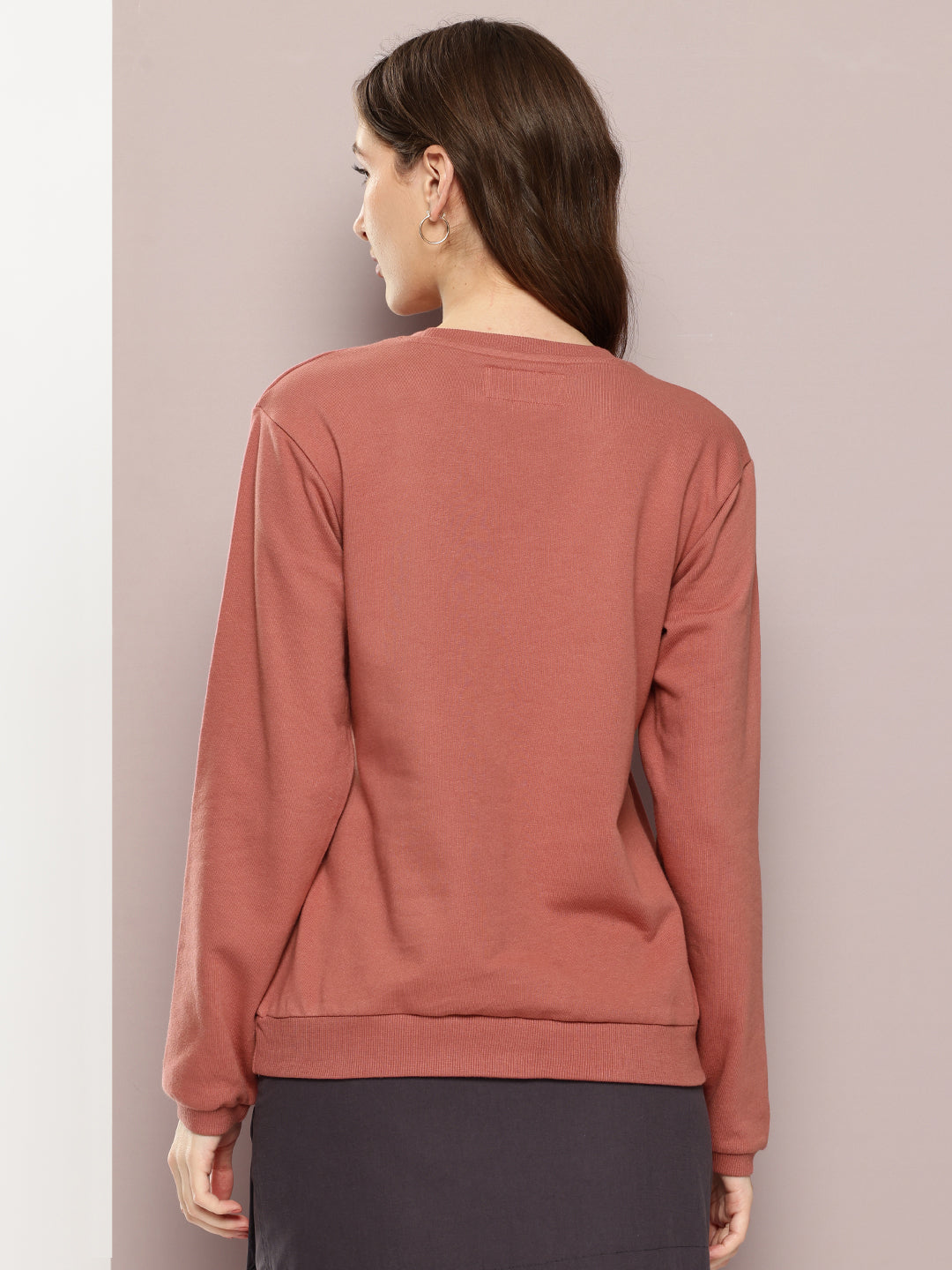 Womens Full Sleeve Round Neck Embroidered Relaxed Fit Tshirts