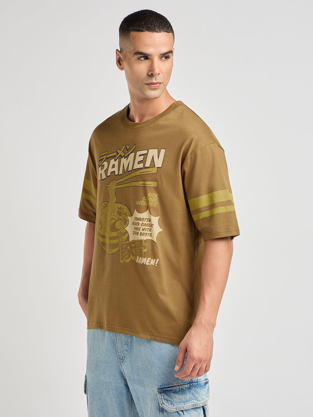 Mens Printed Oversized Half Sleeve Round Neck Tshirt