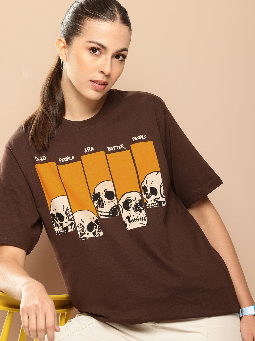 Womens Half Sleeve Round Neck Printed Oversized Fit Tshirts