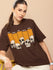 Womens Half Sleeve Round Neck Printed Oversized Fit Tshirts