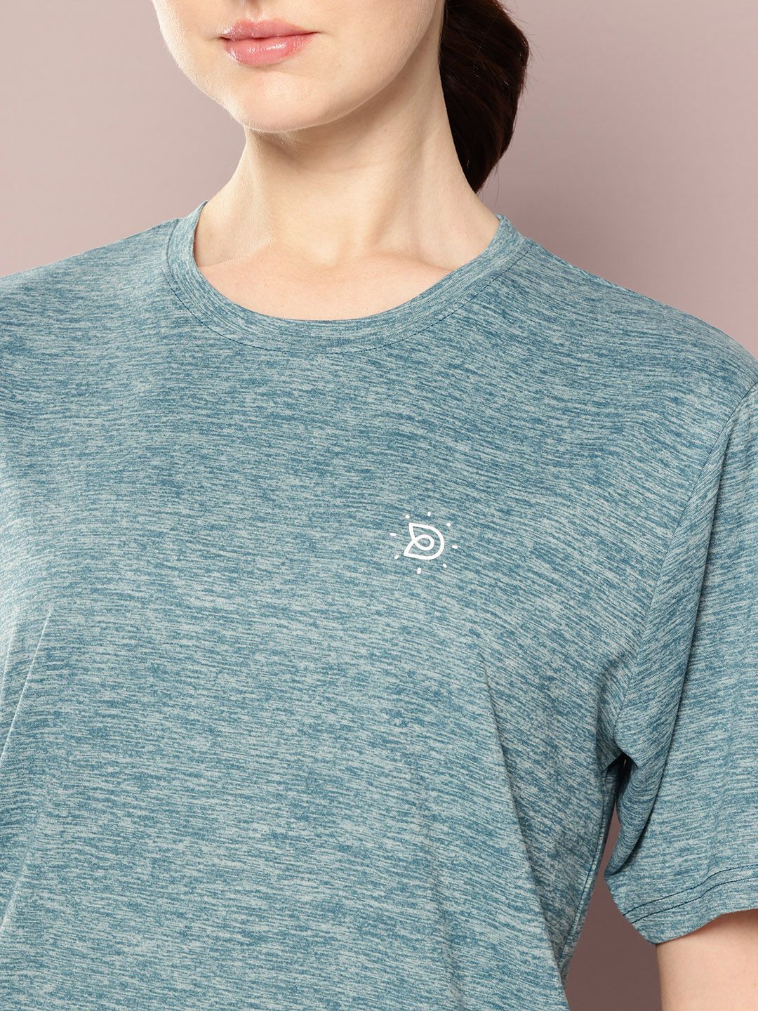 Womens Short Sleeve Round Neck Oversized Polyster Tshirt